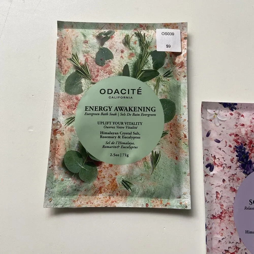 Odacité Bath Soak Trio Set Himalayan Crystal Salt Mood, Soul, Energy 2.5 oz
